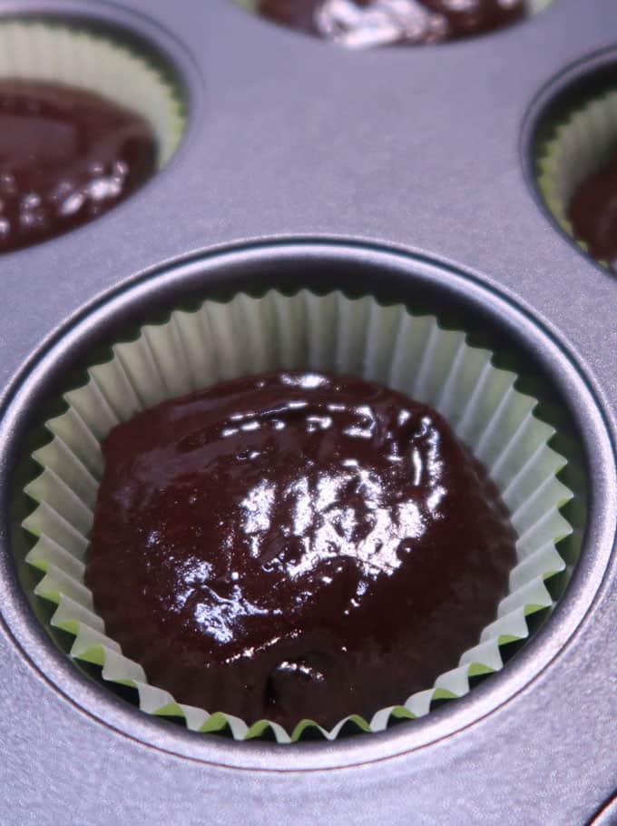 chocolate cupcake in muffin pan