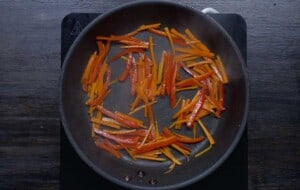 cook carrots and red bell pepper